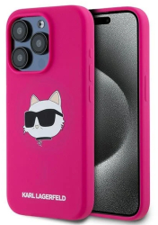 Husa pentru iPhone 15 Pro - Karl Lagerfeld Silicone MagSafe KLHMP15LSCHPPLF - Fuchsia Choupette Head 