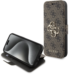 Husa pentru iPhone 15 Pro Max - Guess Book 4G GUBKP15X4GMGBR - Brown 