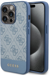 Husa pentru iPhone 15 Pro Max - Guess Hardcase 4G Stripe Collection GUHCP15XG4GLBL - Blue 