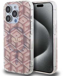 Husa pentru iPhone 15 Pro Max - Guess IML GCube MagSafe GUHMP15XHGCUSTGP - Pink 
