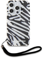 Husa pentru iPhone 15 Pro Max - Karl Lagerfeld IML Luxury KLHCP15XHZBPKCCK - Zebra Pattern&Cord 
