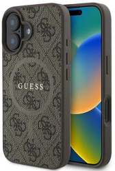 Husa pentru iPhone 16 - Guess 4G Ring Classic Logo MagSafe GUHMP16SG4GFRW - Brown 