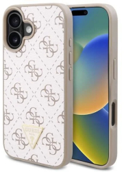 Husa pentru iPhone 16 - Guess Hardcase 4G Triangle Metal Logo GUHCP16SPG4GPH - White 
