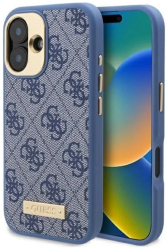 Husa pentru iPhone 16 Plus - Guess Hardcase 4G Logo Plate MagSafe GUHMP16MU4GPRB - Blue 