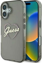 Husa pentru iPhone 16 Plus - Guess Hardcase IML Heart GUHCP16MHCHGSPK - Black 