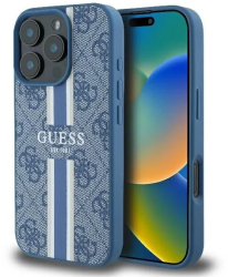 Husa pentru iPhone 16 Pro - Guess Hardcase 4G Printed Stripes MagSafe GUHMP16LP4RPSB - Blue 
