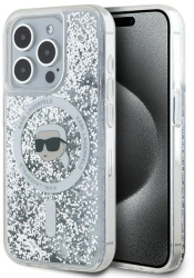 Husa pentru iPhone 16 Pro - Karl Lagerfeld Liquid Glitter MagSafe KLHMP16LLGKISGH - Transparent Karl Head 