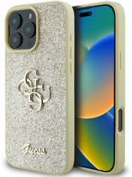 Husa pentru iPhone 16 Pro Max - Guess Glitter Fixed Big 4G GUHCP16XHG4SGD - Gold 