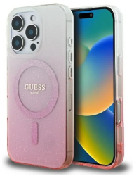 Husa pentru iPhone 16 Pro Max - Guess IML Glitter Gradient MagSafe GUHMP16XHGRCELP - Pink