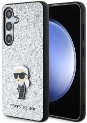 Husa pentru Samsung Galaxy S24 Plus - Karl Lagerfeld Hardcase Glitter Fixed KLHCS24MGCNPSG - Silver Ikonik Logo 