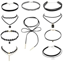 Set 10 colier choker elegant negru 