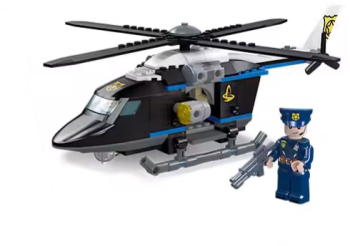 Set cuburi constructie elicopter politie cu figurina 194 piese 