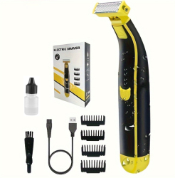 Aparat de Ras Electric Multifunctional Rezistent la Apa pentru Intregul Corp si Zona Inghinala Reincarcabil prin USB cu 4 Piepteni si Ac 