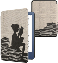 Husa Kwmobile pentru Amazon Kindle 2022 Alb/Negru Piele ecologica 59989.13 