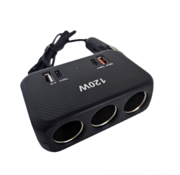 Incarcator Auto Olesson 120W cu 3 Iesiri 2 Porturi USB si 2 Porturi Tip C 