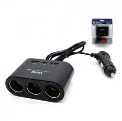Incarcator Auto Olesson 120W cu 3 Iesiri 2 Porturi USB si Port Tip C