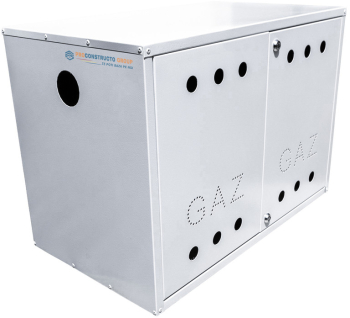 Firida 50x70x40 cm Proconstructo Group cutie pentru contor de gaz si regulator gri din tabla cu 2 usi cu 2 orificii 
