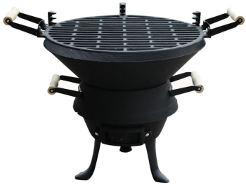 Gratar fonta Rosberg R51720A Grila turnata Manere lemn 35.5x38 cm Negru 
