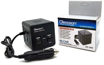 Invertor auto 150W 12/24V Olesson DC la 220V AC cu 2xUSB 