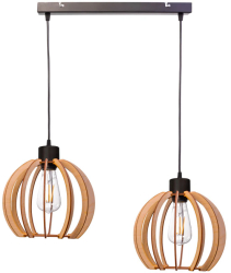 Pendul Adviti Juala AD-LD-6377BE27D 2 x 60W E27 IP20 Metal/Lemn Negru/Maro 