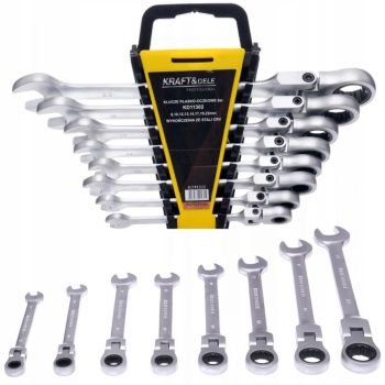 Set 8 chei cu clichet articulate 8-22mm 8bucati piese cap flexibil Cr-V KD11302 
