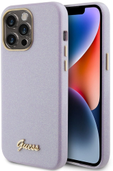 Husa pentru iPhone 15 Pro Max - Guess Glitter Glossy Script GUHCP15XPGMCSL - Light Purple 