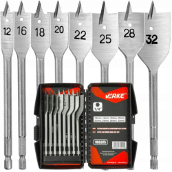 Set 8 burghie plate dalti pentru lemn 12-32mm Verke 