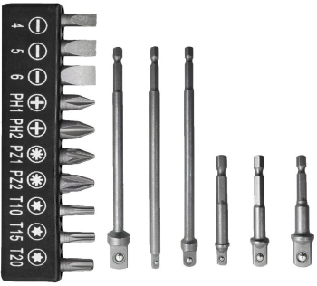Set adaptoare si biti 16 piese Silver 