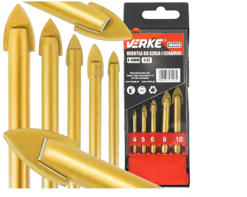 Set burghie pentru sticla si ceramica 4-10 mm 5 piese Verke 