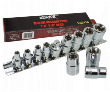 Set chei torx 1/4 - 3/8 E5-E16 9 elemente Verke 