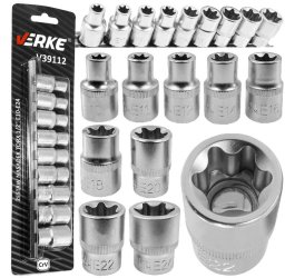 Set de 9 chei tip torx 1/2 E10-E24 Verke 