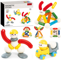Set de Constructie Magnetic pentru Copii 45 Piese STEM Educationale si Distractive Dezvoltare Creativitate si Imaginatie Conexiuni Magnet 
