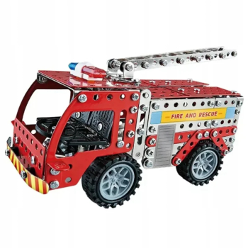 Set de constructie masina de pompieri elemente metalice cu surub 292 bucati Gonga® Rosu 