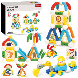 Set Jucarii Magnetice de Constructie pentru Copii 110 Piese STEM Educationale Dezvoltare Creativitate si Imaginatie Conexiuni Magnetice P 