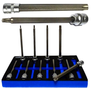 Trusa torx biti lungi 140 mm 10 piese 3/8 T10-T55 Satra 