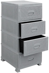 Dulap din plastic pentru depozitare cu sertare Ratan Gri 38x45x90cm
