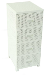 Dulap sterk tip ratan 4 sertare 38x40x90cm ALB 