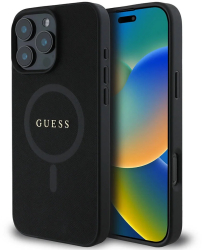 Husa pentru iPhone 16 Pro Max - Guess Saffiano Classic Logo MagSafe GUHMP16XPSAHMCK - Black 