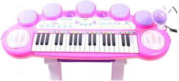Instrument muzical Malplay Orga electronica - Pian cu MP3 cu lumini si sunete cu microfon si scaunel roz