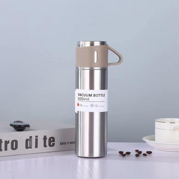 Set Termos +3 Cani Termice din Otel Inoxidabil 500ml Culoare Gold 