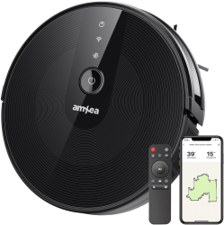 Aspirator robot amXea E37 Negru Wi-Fi app smart memory navigare giroscopica multi-suprafete curatare uscata perie centrala 