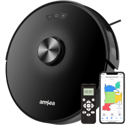 Aspirator robot amXea E51 Negru navigare laser Wi-Fi app telecomanda 2700pa smart memory multi-suprafete curatare uscata perie centr 