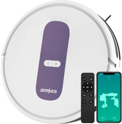 Aspirator robot amXea G1 Alb-Violet navigare giroscopica Wi-Fi app smart memory multi-suprafete curatare uscata cu spalare perie centr 
