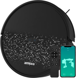 Aspirator robot amXea G1 Negru-Gri navigare giroscopica Wi-Fi app smart memory multi-suprafete curatare uscata cu spalare perie centra 