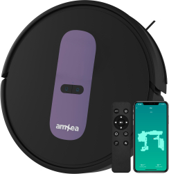 Aspirator robot amXea G1 Negru-Violet navigare giroscopica Wi-Fi app smart memory multi-suprafete curatare uscata cu spalare perie cen 
