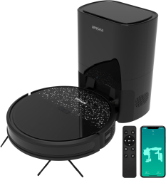 Aspirator robot amXea G1RM Negru-Gri colector de praf automat extern 2.8L navigare giroscopica Wi-Fi app smart memory multi-suprafete 