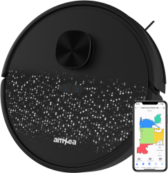 Aspirator robot amXea G6 Negru-Gri navigare laser Wi-Fi app smart memory multi-suprafete curatare uscata cu spalare perie centrala 