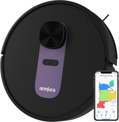 Aspirator robot amXea G6 Negru-Violet navigare laser Wi-Fi app smart memory multi-suprafete curatare uscata cu spalare perie centrala 