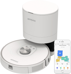 Aspirator robot amXea L8+ Alb colector de praf automat extern 1900-2700Pa navigare laser LDS smart memory Wi-Fi app multi-suprafete c 
