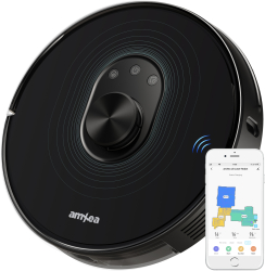Aspirator robot amXea L8 Negru 1900-2700Pa navigare laser LDS smart memory Wi-Fi app multi-suprafete curatare umeda si uscata senzor 